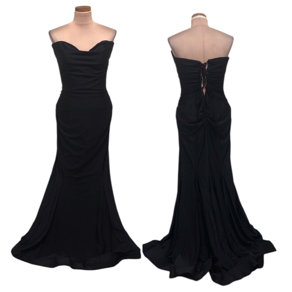 La Femme Maxi Dress Size 14 Black Corset Back